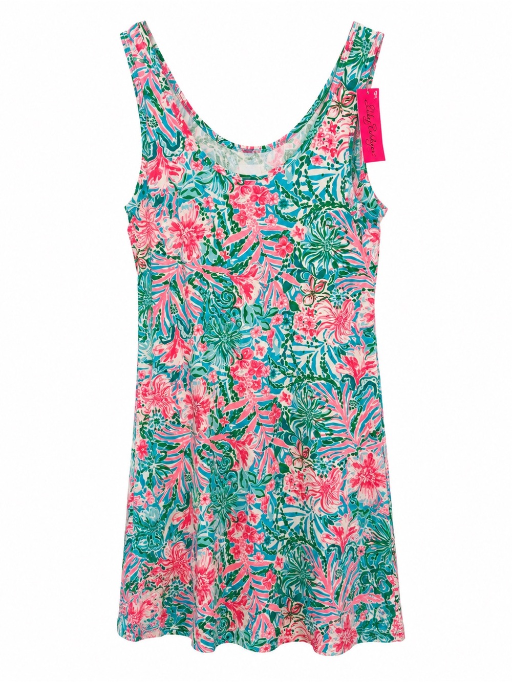 Lilly Pulitzer Pink & Turquoise Floral Tank Dress
